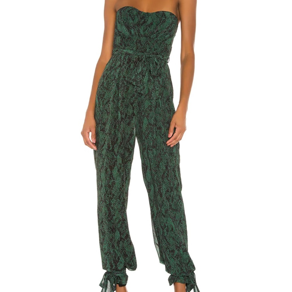 x REVOLVE Gwendolyn Jumpsuit in Green Snake